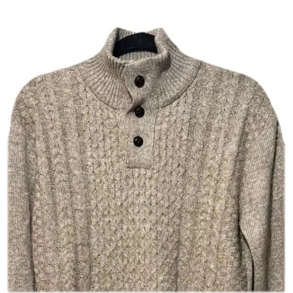 NWT Buffalo David Bitton Men's‎ Small Sweater Cable Knit Long Sleeve Beige